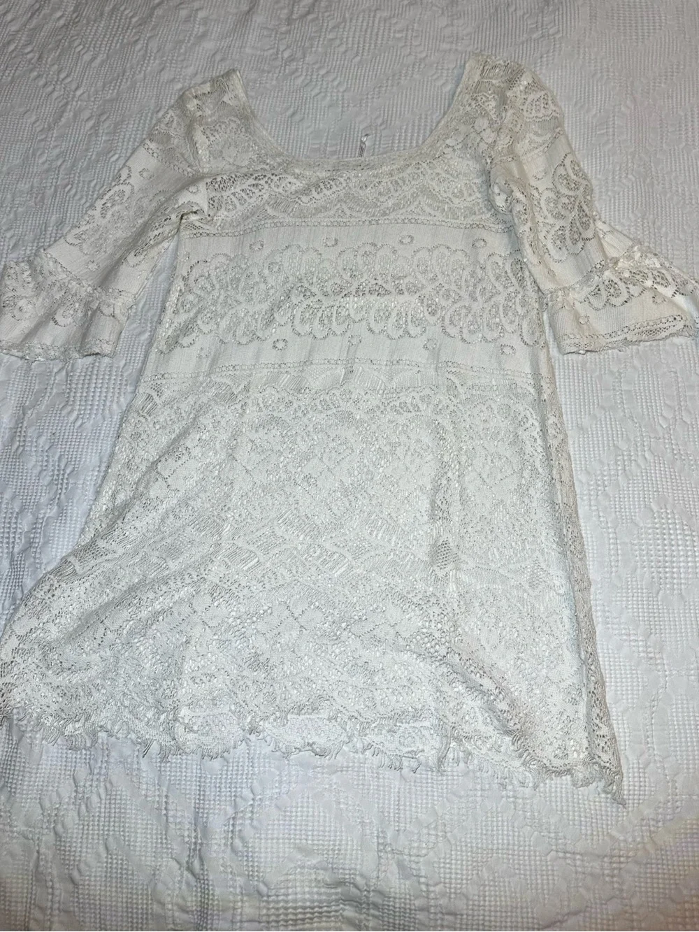 Free People White Lace Overlay Dress